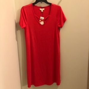 Cupio Blush Women's Cap Sleeve V-Neck Dress - Red